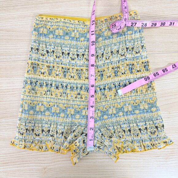 Intimately Free People Dream State Shorts Size XS Ruched Yellow Smocked Boho - Picture 7 of 9